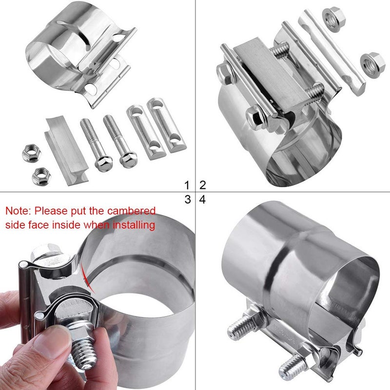 ESPEEDER ZFBB 3.0" Lap Joint Band Clamp Exhaust Clamps Pipe Parts Stainless Steel 2Pcs - Image 5